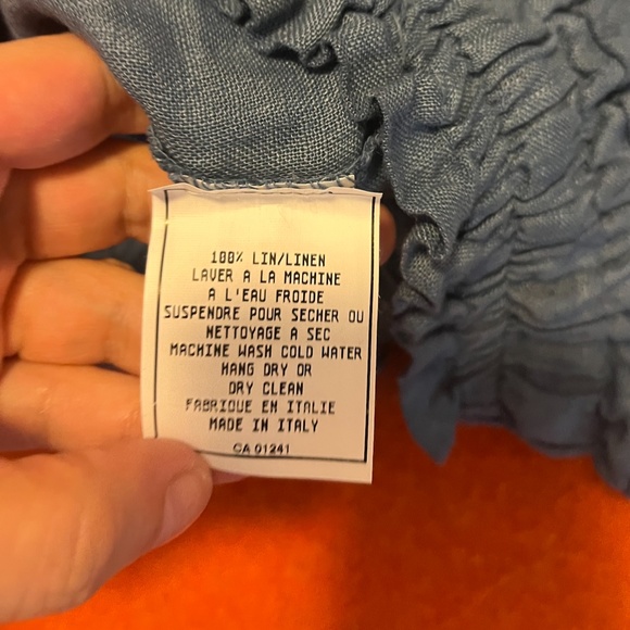 Retro petrol blue high waist pure linen gathered shorts bermudas NWT - Picture 7 of 9